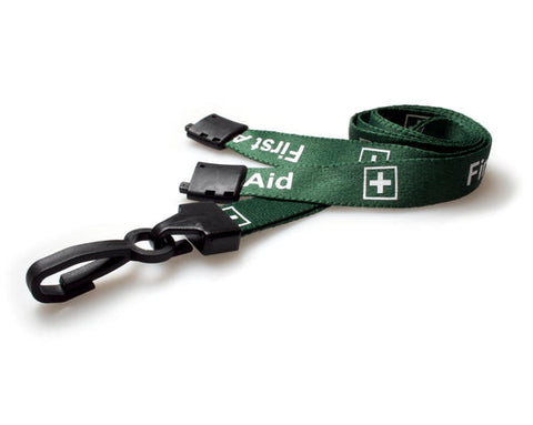 15mm First Aid Lanyard with Black Plastic Slide Clip